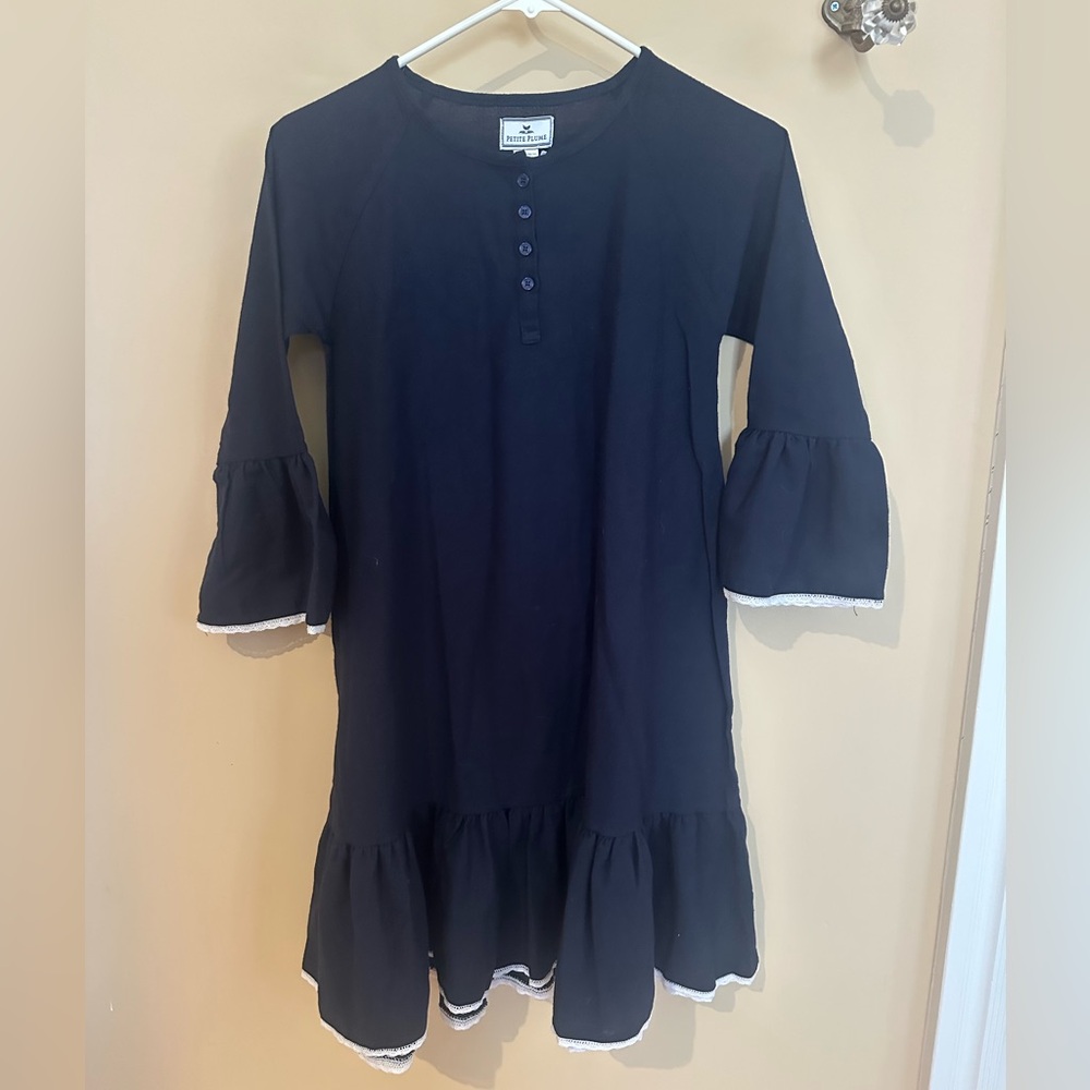 Girls’ Petite Plume Navy Nightgown - Picture 4 of 6